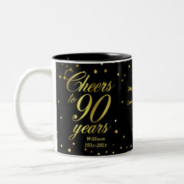 Feiern bis 90 Jahre 90. Geburtstag Zweifarbige Tasse