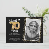 Feiern bis siebzig Jahre 70. Geburtstag Foto Einladung (Stehend Vorderseite)