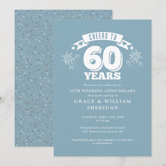 Feiern bis zum 60. Hochzeitstag Einladung (Vorne/Hinten)