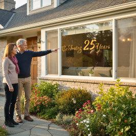 Feiern der 25-jährigen Fensterklammer Fensteraufkleber