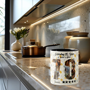 Feiern der 70-jährigen FotoCollage - Individuelle  Zweifarbige Tasse