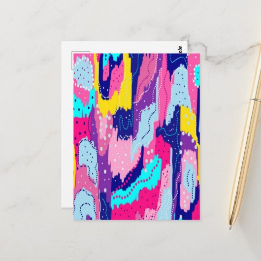 Feiern der Abstrakten Farbkunst Postkarte (Vorderseite/Rückseite Beispiel)