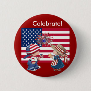 Feiern der amerikanischen Flagge Button