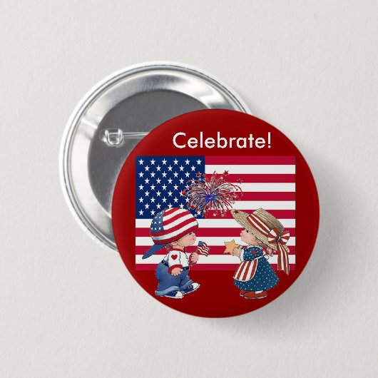 Feiern der amerikanischen Flagge Button (Vorne & Hinten)