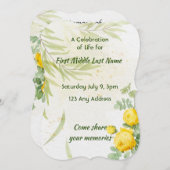 Feiern der Blume des Lebensdiensts Gelbe Rosen Einladung (Vorne/Hinten)