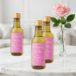 Feiern der Ehe Elegante Rosa und Weiße Mini Weinetikett