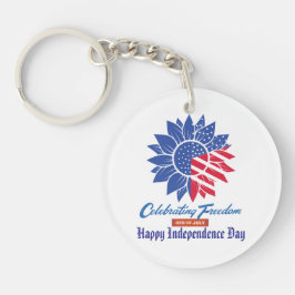 "Feiern der Freiheit" Patriotische Sonnenblumen-Ge Schlüsselanhänger