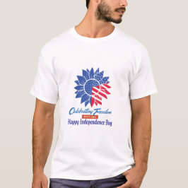 "Feiern der Freiheit" Patriotische Sonnenblumen-Ge T-Shirt