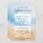 Feiern der Hochzeit am Liebe Beach Einladung (Vorne/Hinten)