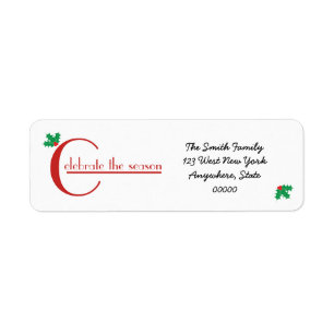 Feiern der Jahreszeit   Red white address label