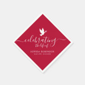 Feiern der lebenseleganten Script-Dove-Beerdigung Serviette (Ecke)