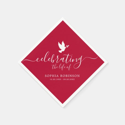 Feiern der lebenseleganten Script-Dove-Beerdigung Serviette (Ecke)