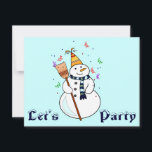 Feiern der Snowman-Einladung - Leere im Inneren Einladung<br><div class="desc">Ein glücklicher Schneemann,  der feiert,  wie Konfetti um ihn herabschweben.</div>