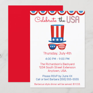 Feiern der USA 4. Juli GRILLEN Party Einladung