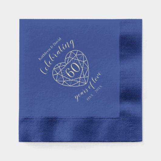 Feiern des 60-jährigen Jubiläums an Edelsteinen Servietten Mit Folie (Vorderseite)