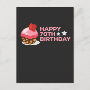 Feiern des 70. Geburtstags mit Kuchen Postkarte