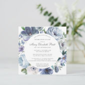 Feiern des Lebens, dunkelblau und weiße Blüte in Einladung (Stehend Vorderseite)