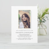 Feiern des Lebens Einfaches Chic Elegantes Foto Einladung (Stehend Vorderseite)