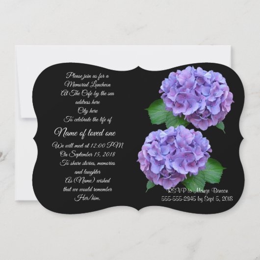 Feiern des Lebens Einladung Hydrangea-Blume (Rückseite)