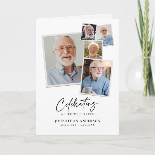 Feiern des Lebens Moderne 8-Foto Collage Elegant Programm (Vorderseite)