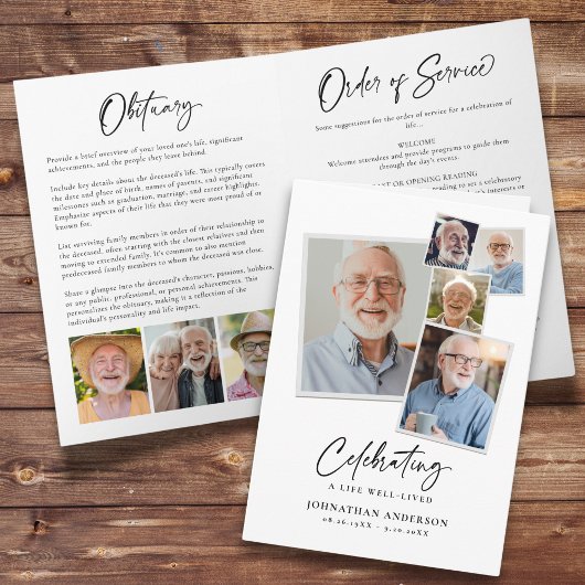 Feiern des Lebens Moderne 8-Foto Collage Elegant Programm