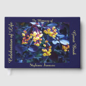 Feiern des Lebens, Name, goldene gelbe Blumen, Gästebuch (Vorderseite)