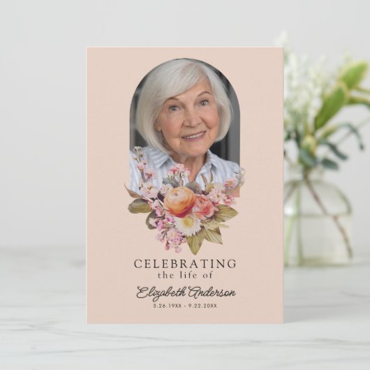 Feiern des Lebens Rosen & Peonies, Blüten Einladung (Stehend Vorderseite)