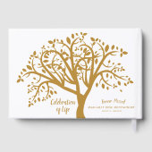 Feiern des Lebensbaumes Moderne Goldene Schrift Gästebuch (Rückseite)