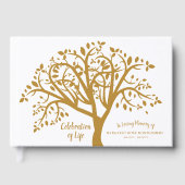 Feiern des Lebensbaumes Moderne Goldene Schrift Gästebuch (Vorderseite)