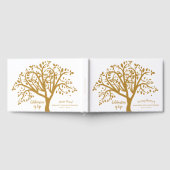 Feiern des Lebensbaumes Moderne Goldene Schrift Gästebuch (Voll)