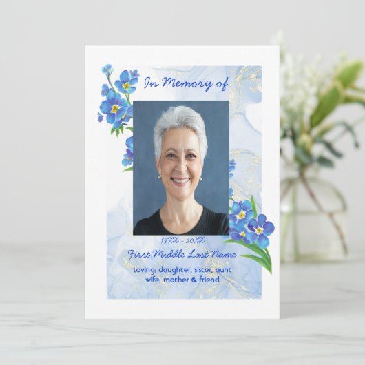 Feiern des Lebensdienstes Vergessen Sie mich nicht Einladung (Stehend Vorderseite)