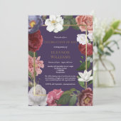 Feiern des Lila Gold Rose Blumenstrauß Foto Einladung (Stehend Vorderseite)