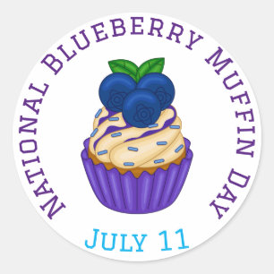 Feiern des Nationalfeiertags der Blueberry Muffin Runder Aufkleber