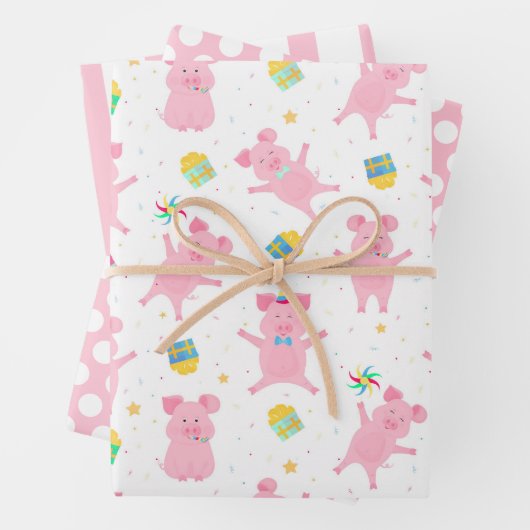 Feiern des Set zum Verpacken von Schweinepapier Geschenkpapier Set (Beispiel)