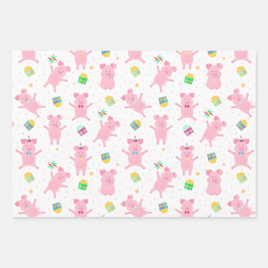 Feiern des Set zum Verpacken von Schweinepapier Geschenkpapier Set (Vorderseite)