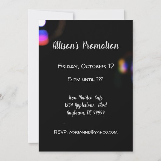 Feiern einer Werbeaktion oder eines Ereignisses Einladung (Rückseite)