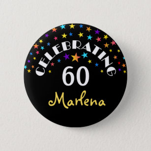 Feiern eines 60. Geburtstagsstars-Buttons oder But Button