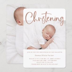 Feiern   Einfache minimale Rose Gold Zwei Fotos Einladung