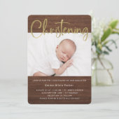 Feiern| Einfache Russe und Gold Zwei Foto Einladung (Stehend Vorderseite)