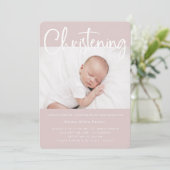 Feiern| Einfacher Minimaler Rosa mit zwei Fotos Einladung (Stehend Vorderseite)