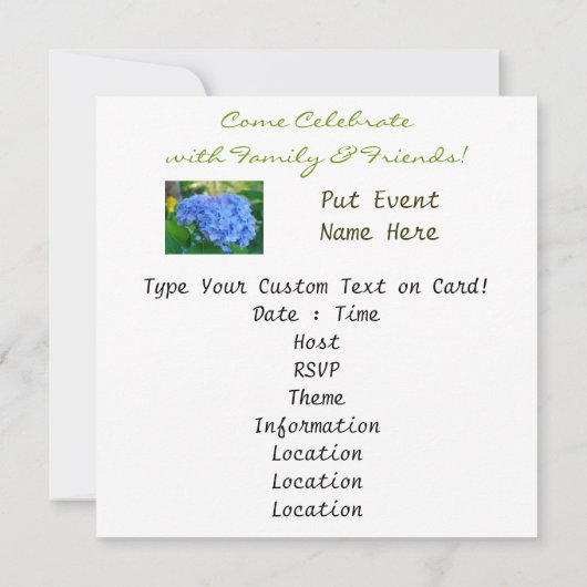 FEIERN! Einladungskarten Blue Hydrangea (Rückseite)