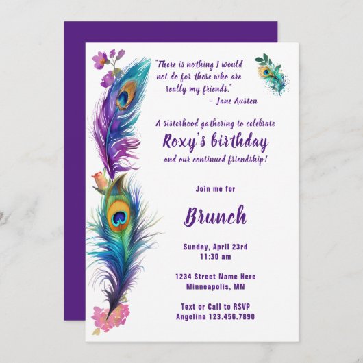 Feiern Frauenfreundschaft Geburtstagsfeier Einladung (Vorne/Hinten)