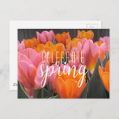 Feiern Frühlingsrutsche und Orangefarbene Tulpen P Postkarte (Vorne/Hinten)