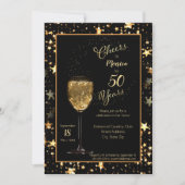 Feiern für 50 Jahre Black & Gold Sparkle Geburtsta Einladung (Vorderseite)