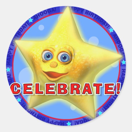FEIERN! Geburtstagsaufkleber mit Twinklen Runder Aufkleber (Vorderseite)