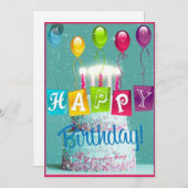 Feiern Geburtstagskuchen und Ballons Feiertagskarte (Vorne/Hinten)