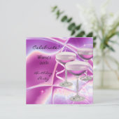 Feiern Geburtstagsparty Pink Champagne Einladung (Stehend Vorderseite)