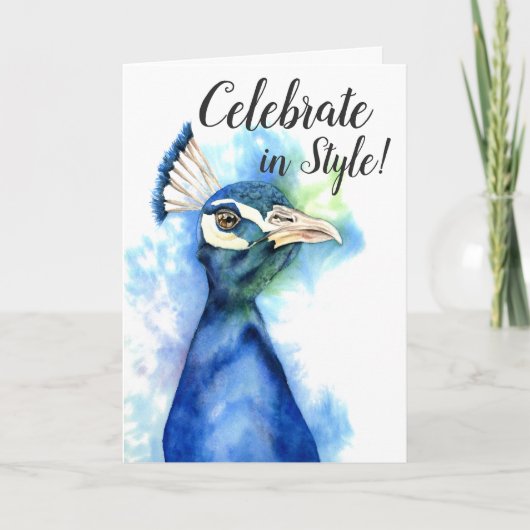 Feiern im Stil | Elegant Peacock Birthday Karte (Vorderseite)