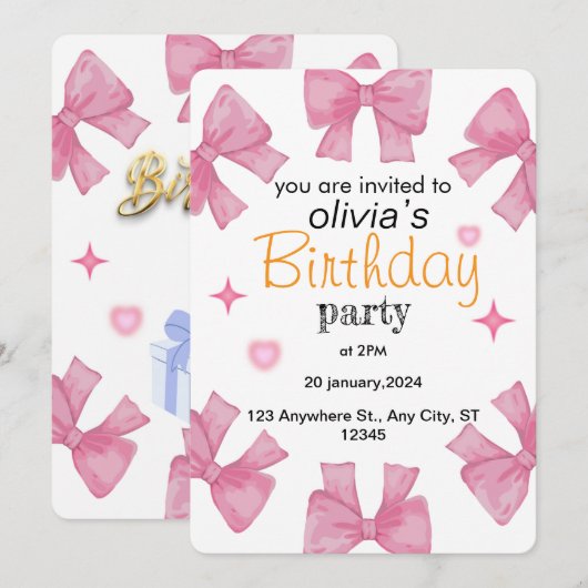 Feiern im Stil: Personalisierte Geburtskarte Einladung (Vorne/Hinten)