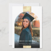 Feiern in Black & Gold: Moderner Foto Abschluss Einladung (Rückseite)